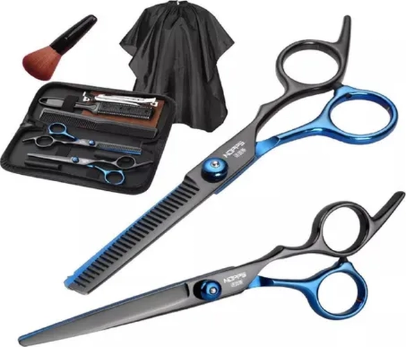 KIT TIJERAS + CAPA + ACCESORIOS BARBERIA PROFESIONAL - 1
