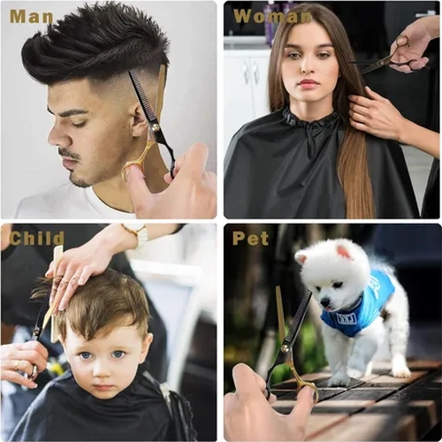 KIT TIJERAS + CAPA + ACCESORIOS BARBERIA PROFESIONAL - 10