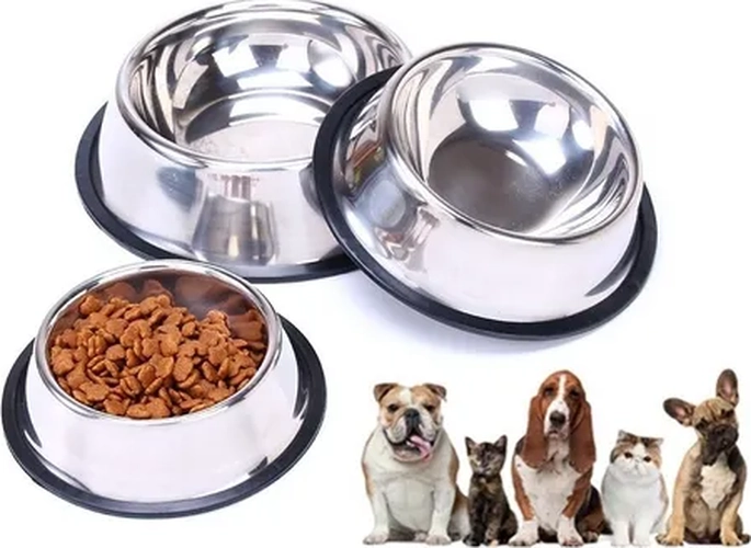 PLATO ACERO INOXIDABLE MASCOTAS 12CM TALLA S COLOR PLATA - 6