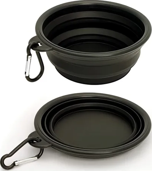 PLATO GOMA PLEGABLE PORTATIL MASCOTAS COLOR NEGRO - 1