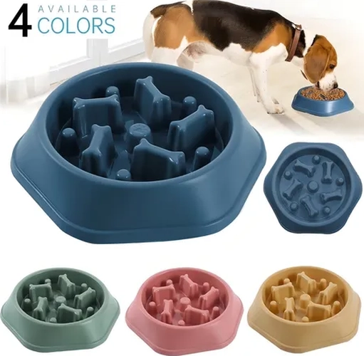 PLATO PER-ROS COME LENTO PERROS MASCOTAS COLOR TURQUESA - 4