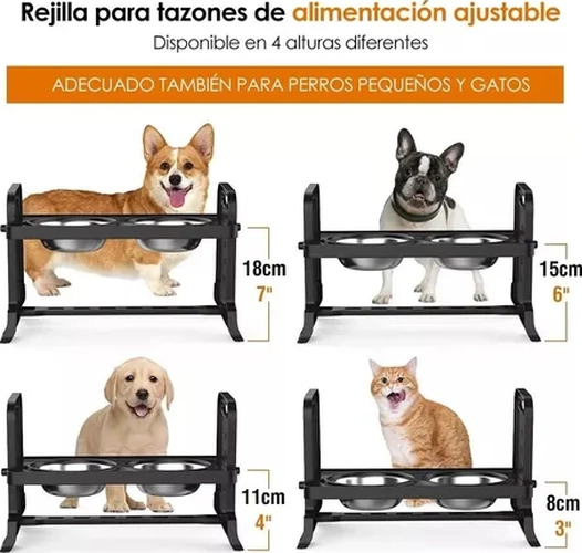 COMEDERO-BEBEDERO ALTURA AJUSTABLE MASCOTAS - 3
