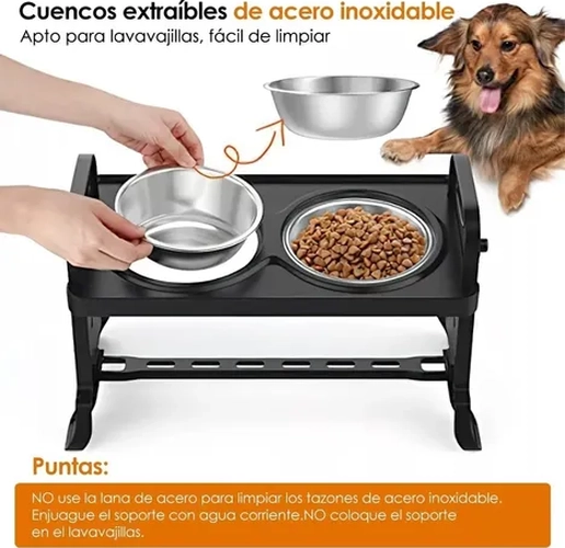 COMEDERO-BEBEDERO ALTURA AJUSTABLE MASCOTAS - 5