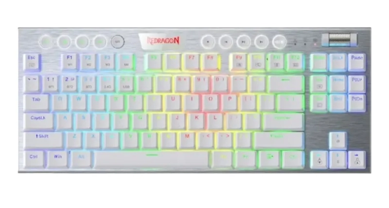 TECLADO REDRAGON HORUS K621W TKL INALAMBRICO BLANCO - 1