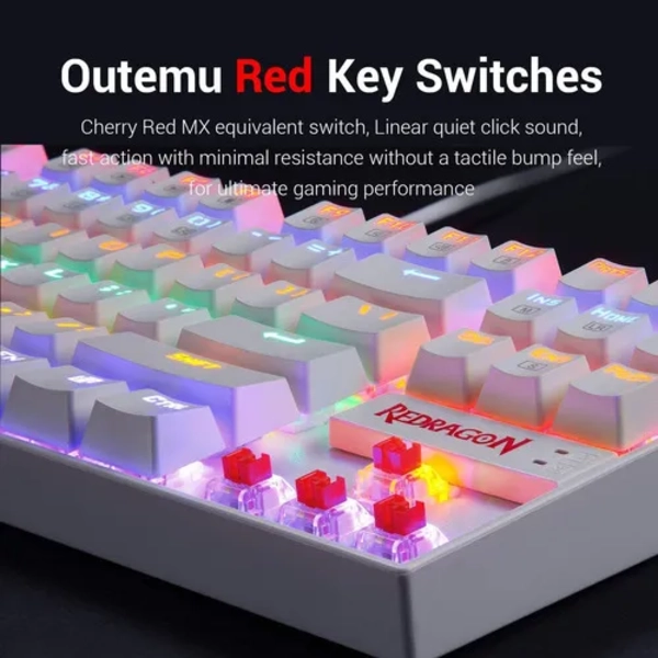 TECLADO REDRAGON KUMARA K552 RAINBOW SWITCH RED BLANCO - 2