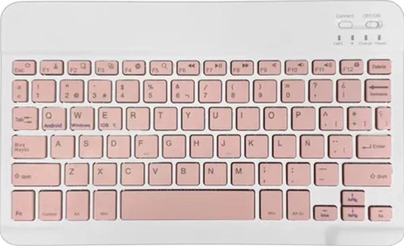 KIT TECLADO MOUSE MINI INALAMBRICO BLUETOOTH ROSA - 1