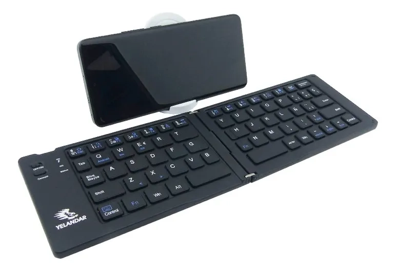 MINI TECLADO PLEGABLE BLUETOOTH CON SOPORTE NEGRO - 1