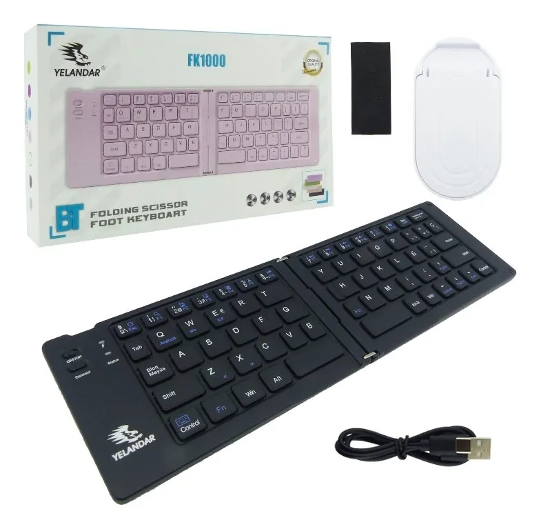 MINI TECLADO PLEGABLE BLUETOOTH CON SOPORTE NEGRO - 3