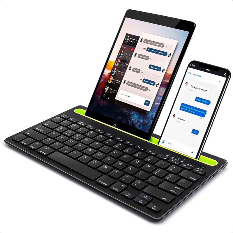 TECLADO ARCASHOPPING BLUETOOTH RECARGABLE PORTATIL NEGRO - 1