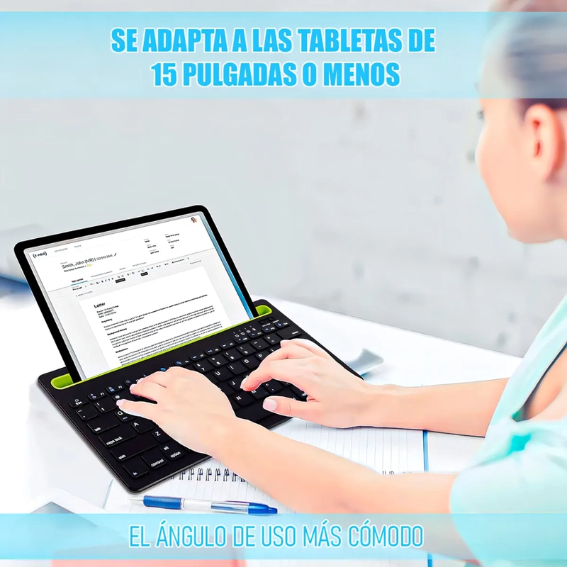 TECLADO ARCASHOPPING BLUETOOTH RECARGABLE PORTATIL NEGRO - 6