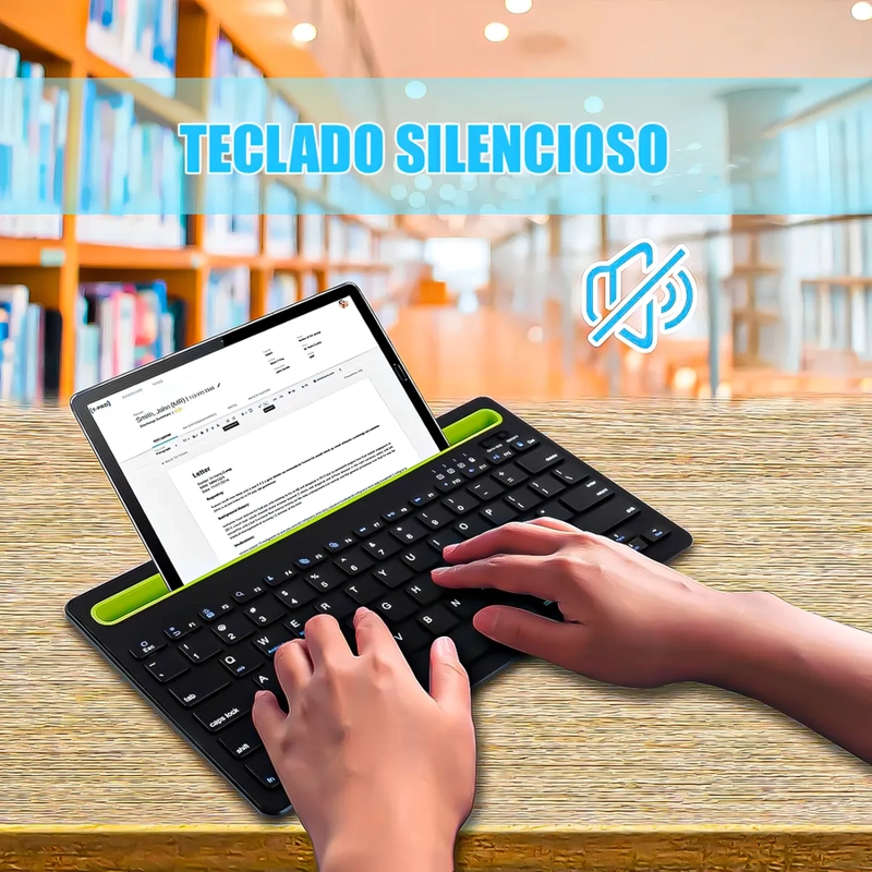 TECLADO ARCASHOPPING BLUETOOTH RECARGABLE PORTATIL NEGRO - 8