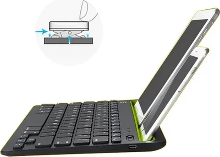 TECLADO RECARGABLE BLUETOOTH SOPORTE TABLET CELULAR - 3