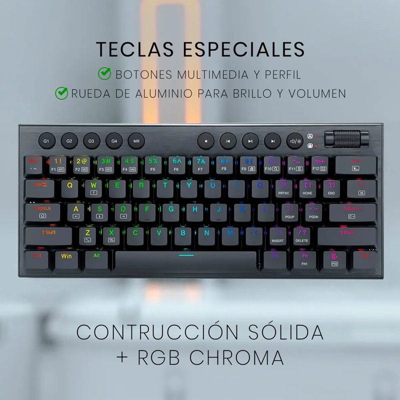 TECLADO REDRAGON HORUS MINI K632 PRO 60% WIRELESS NEGRO - 5
