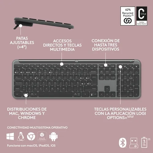 TECLADO LOGITECH K950 INALAMBRICO SLIM GRAFITO ESPAÑOL - 4