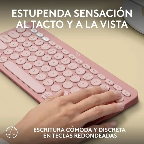 TECLADO LOGITECH PEBBLE K380S BLUETOOTH ROSADO ESPAÑOL - 3