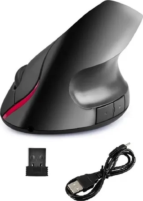 MOUSE VERTICAL INALAMBRICO ERGONOMICO RECARGABLE NEGRO - 2