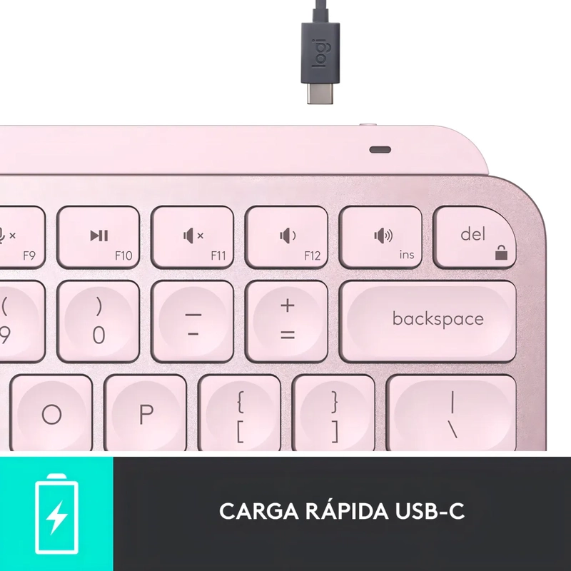 TECLADO LOGITECH MX KEYS MINI BLUETOOTH ROSADO ESPAÑOL - 3