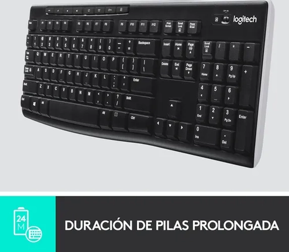 TECLADO INALAMBRICO LOGITECH K270 RECEPTOR 2.4GHZ NEGRO - 3