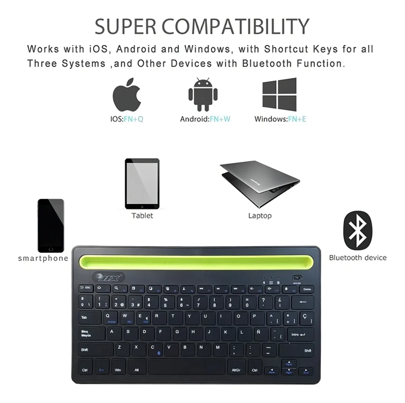 TECLADO MULTIDISPOSITIVO BLUETOOTH RECARGABLE 78 TECLAS NEGRO - 5