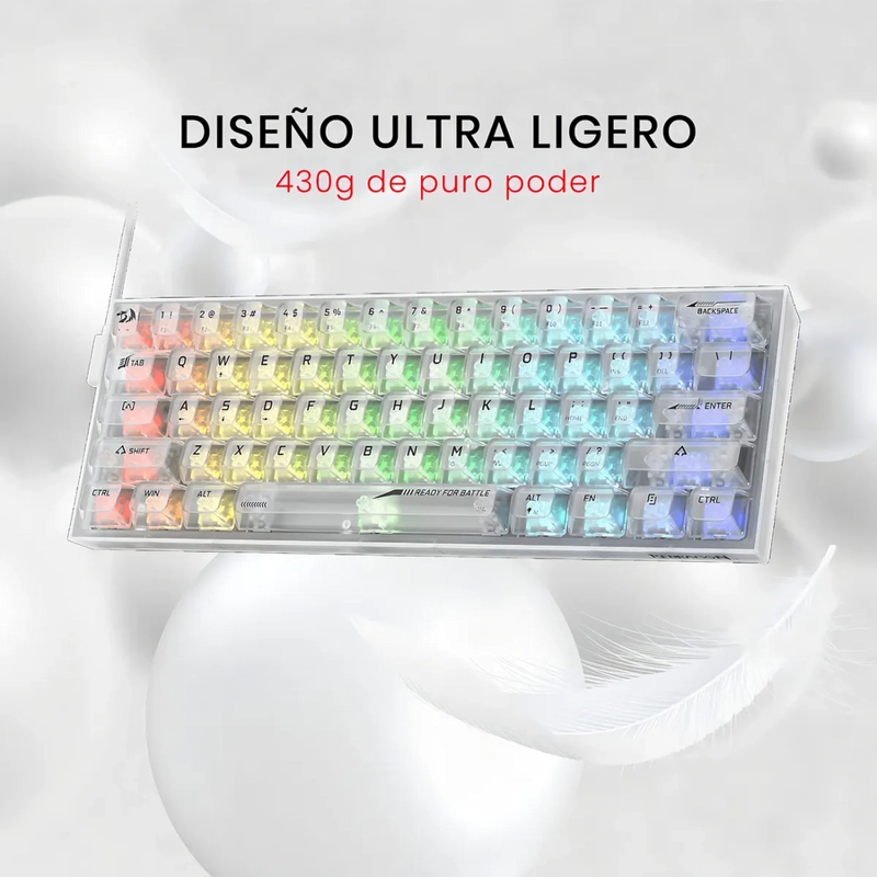TECLADO REDRAGON FIZZ RGB K617CT TRANSPARENTE INGLE S - 2