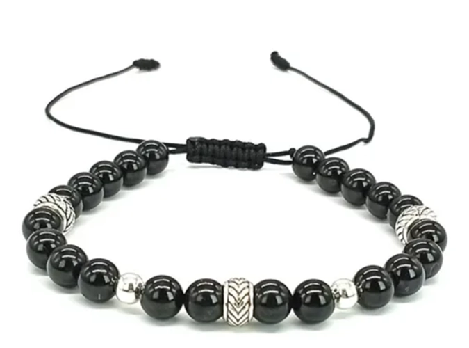 PULSERA TURMALINA NEGRA PLATA ENERGIA POSITIVA + CAJA - 1