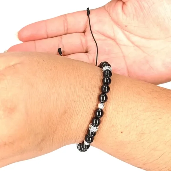 PULSERA TURMALINA NEGRA PLATA ENERGIA POSITIVA + CAJA - 2