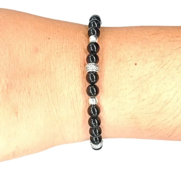 PULSERA TURMALINA NEGRA PLATA ENERGIA POSITIVA + CAJA - 4