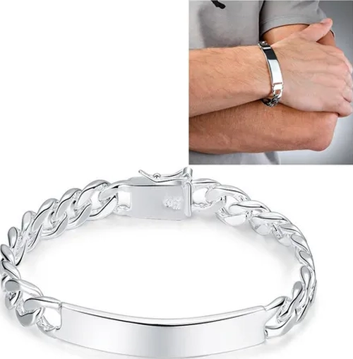 PULSERA ESCLAVA GRUMETE 10MM PLATA 925 UNISEX - 4