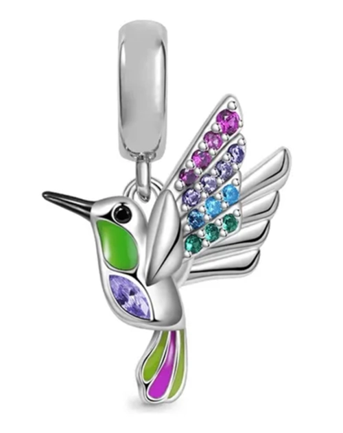 CHARM DIJE PLATA 925 COLIBRI MULTICOLOR ACCESORIOS - 1