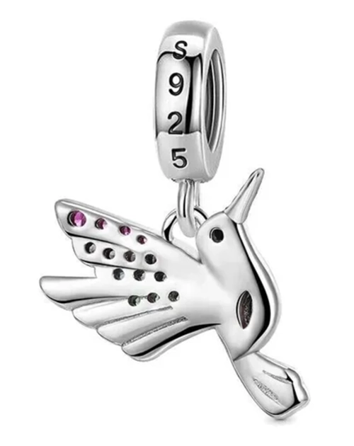 CHARM DIJE PLATA 925 COLIBRI MULTICOLOR ACCESORIOS - 2