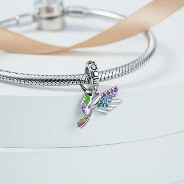 CHARM DIJE PLATA 925 COLIBRI MULTICOLOR ACCESORIOS - 4