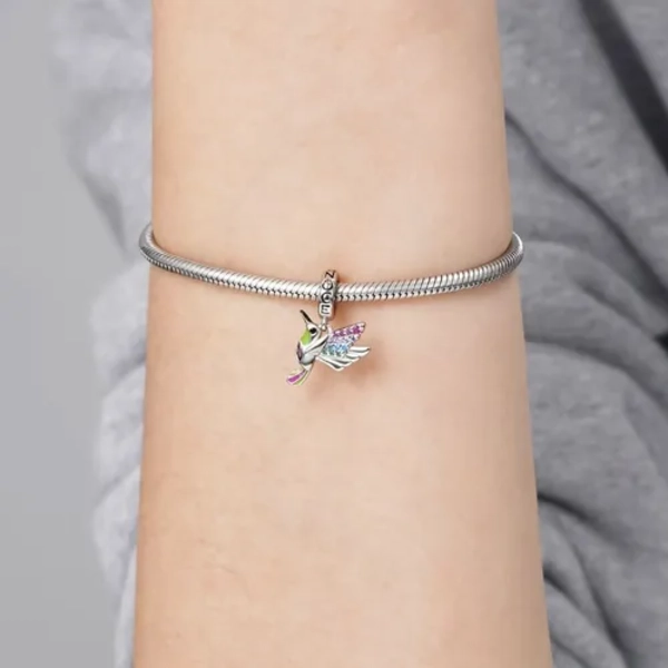 CHARM DIJE PLATA 925 COLIBRI MULTICOLOR ACCESORIOS - 5
