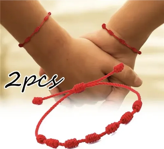 PACK 2 PULSERAS HILO ROJO 7 NUDOS PROTECCION - 6