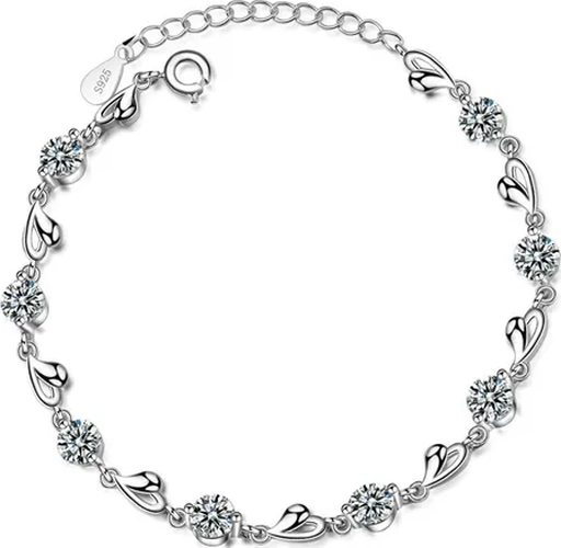 PULSERA PLATA 925 CRISTALES CORAZON FINO - 1
