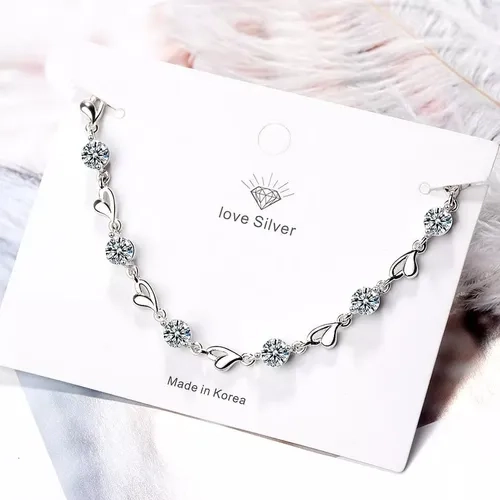 PULSERA PLATA 925 CRISTALES CORAZON FINO - 3