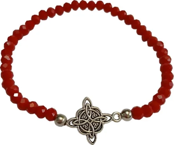 PULSERA PIEDRAS ROJAS NUDO BRUJAS ELASTICA - 1