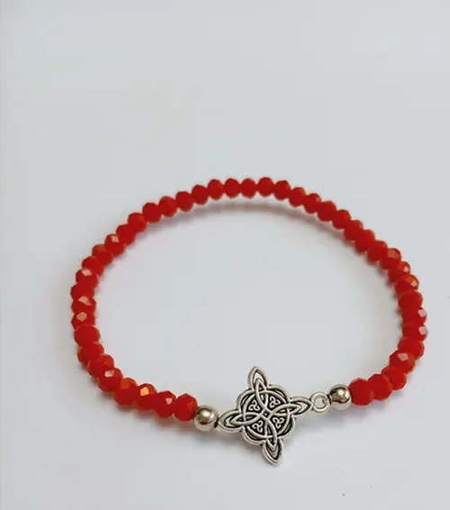 PULSERA PIEDRAS ROJAS NUDO BRUJAS ELASTICA - 3