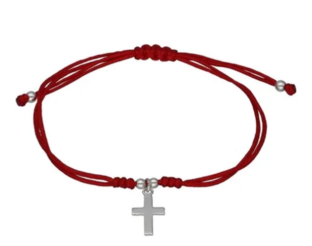 PULSERA PLATA 925 HILO ROJO TRENZADO CRUZ / TODOJOYAS - 1
