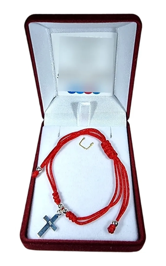 PULSERA PLATA 925 HILO ROJO TRENZADO CRUZ / TODOJOYAS - 2