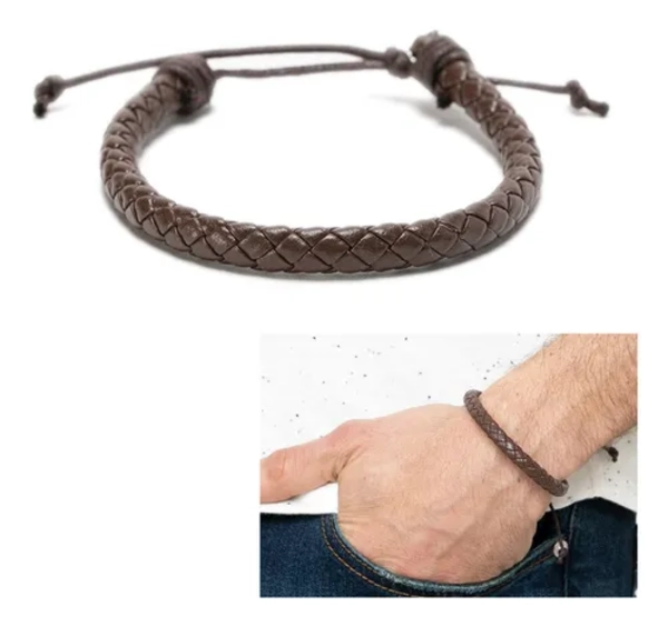 PULSERA CUERO TRENZADO AJUSTABLE HOMBRE - 2