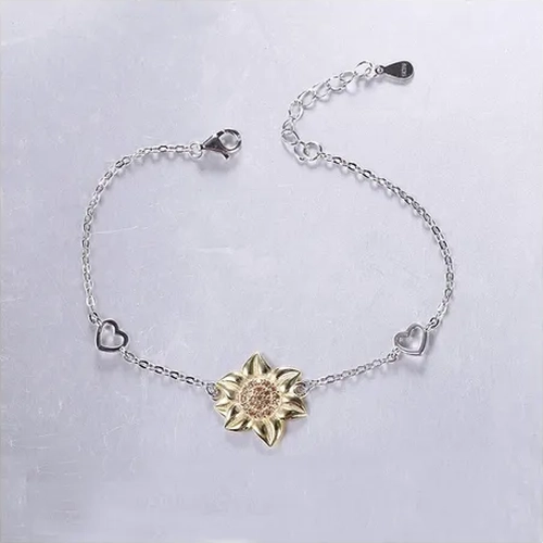 PULSERA PLATA 925 GIRASOL CORAZON BRAZALETE PLATEADO - 1