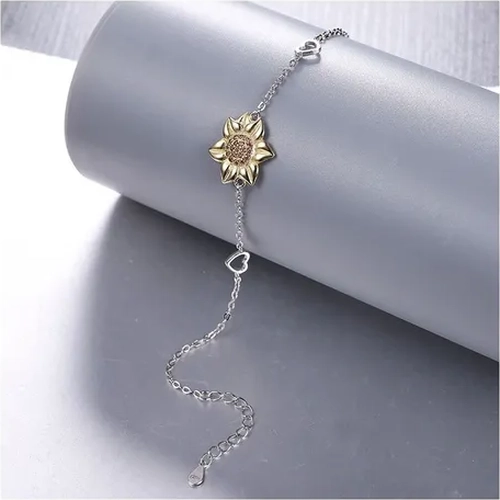 PULSERA PLATA 925 GIRASOL CORAZON BRAZALETE PLATEADO - 4
