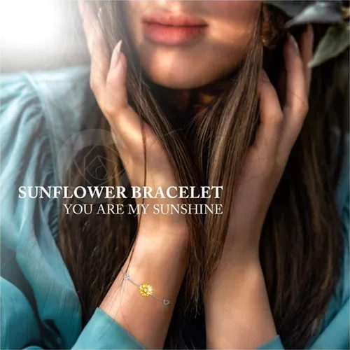 PULSERA PLATA 925 GIRASOL CORAZON BRAZALETE PLATEADO - 6