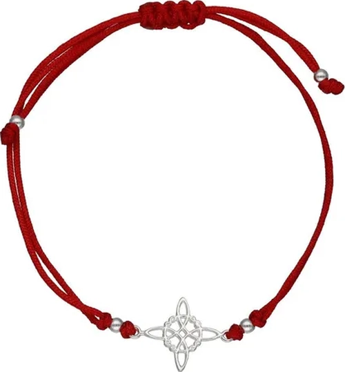 PULSERA NUDO BRUJAS HILO ROJO PLATA FINA - 1