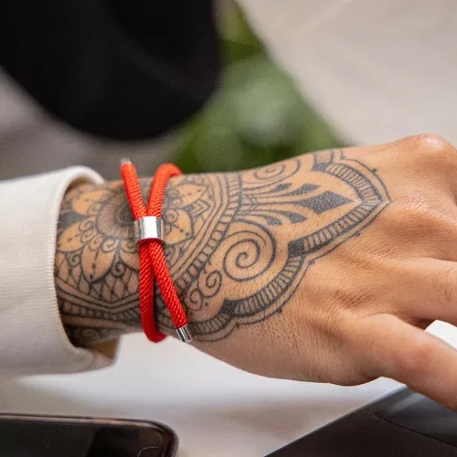PULSERA CORDON ROJO CON ACERO AJUSTABLE - 2