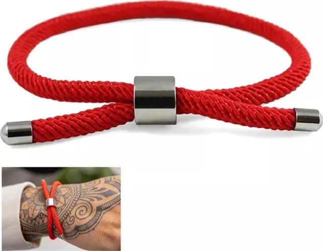 PULSERA CORDON ROJO CON ACERO AJUSTABLE - 4