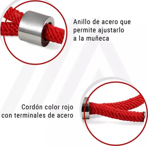 PULSERA CORDON ROJO CON ACERO AJUSTABLE - 5