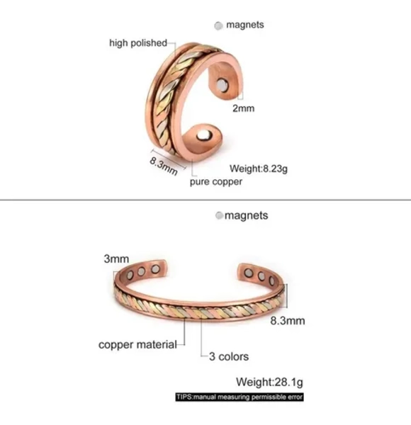 PULSERA COBRE BRAZALETE MAGNE TICA IMANES - 4
