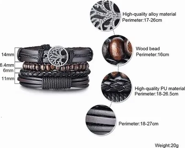 PULSERA CUERO ARBOL DE LA VIDA HOMBRE/MUJER - 2