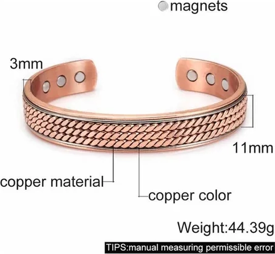 PULSERA COBRE MAGNE TICO 99% TERAPIA ARTRITIS - 4